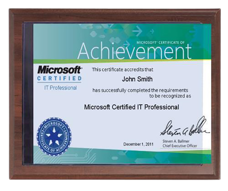 Pocket Slide In Certificate Plaque-Cherry