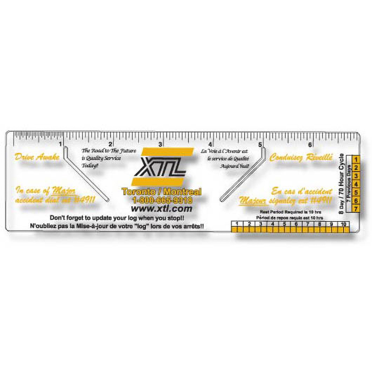 .020 Clear Plastic Logbook Ruler, Stock Shape LBR7 (2"x7.13"), Spot Colour