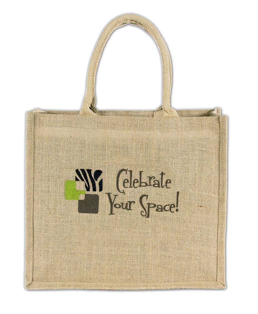 Bermuda Laminated Jute/Burlap Tote Bag 16x6x14" 5