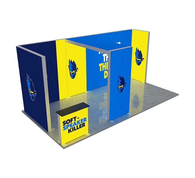 20ft Backlit Trade Show Display – LED Lightbox Display with Counter & Side Panels 5