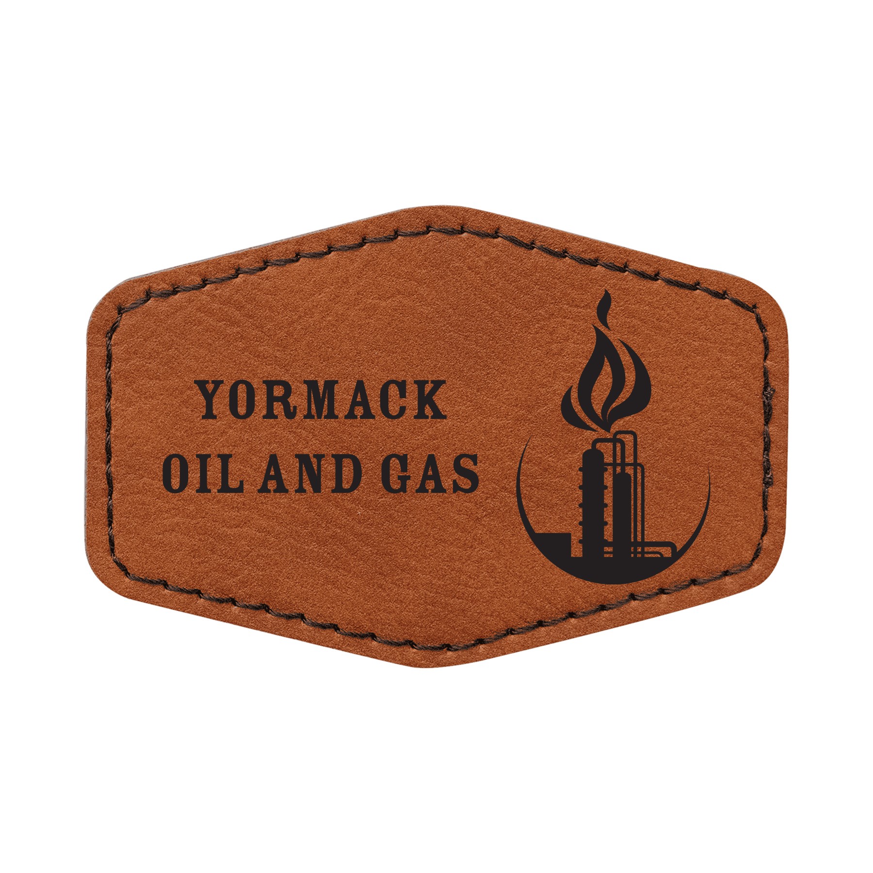 3" x 2" Rawhide Leatherette Hexagonal Patch with Adhesive