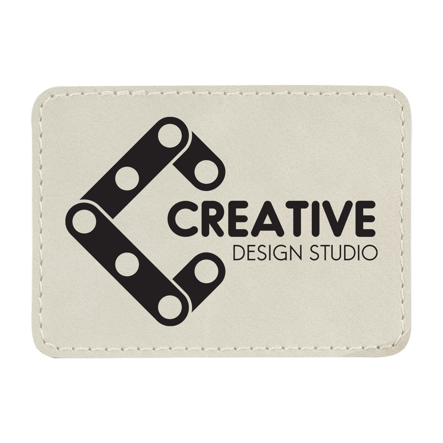 3" x 2" White Leatherette Rectangular Patch with Adhesive