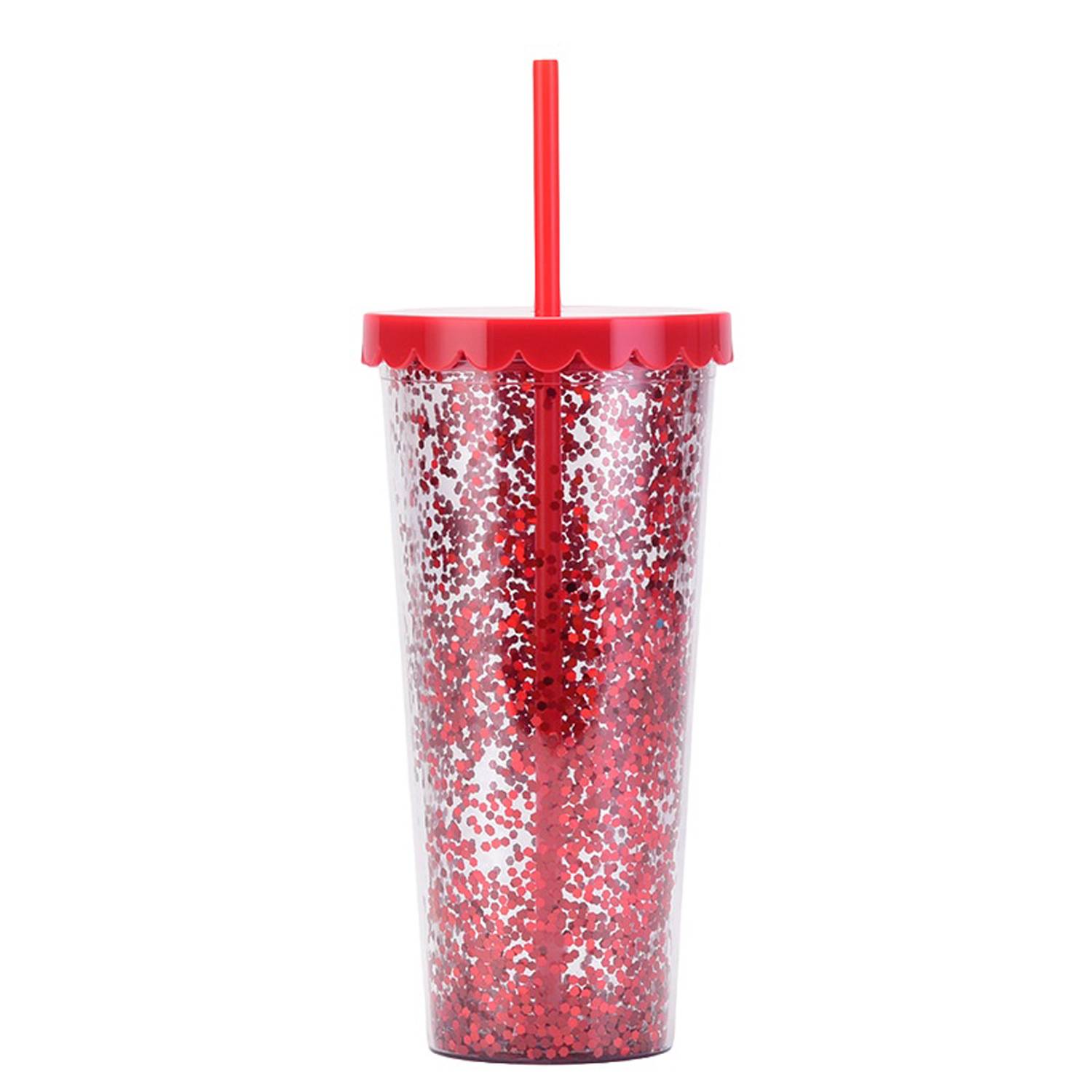 24oz Double Wall Plastic Glitter Tumbler w/ Straw 14