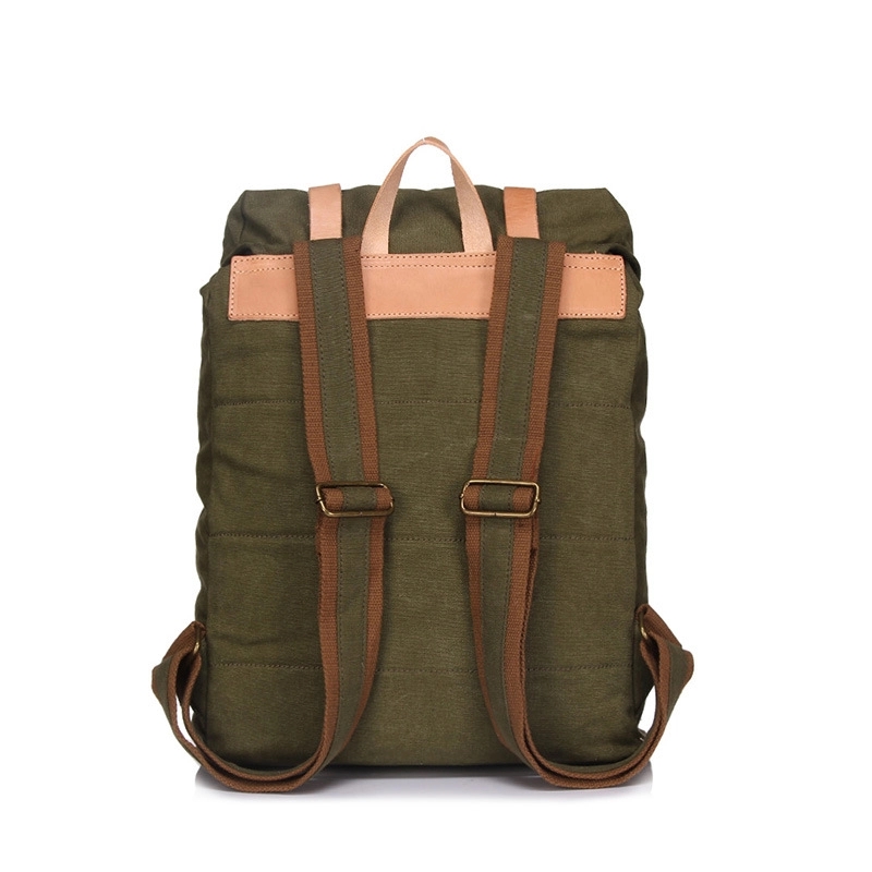 Vintage Canvas Leather  Drawstring Backpack 5