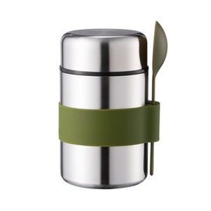 400ml Double Wall Insulation Stainless Steel Food Mug With Spoon 8