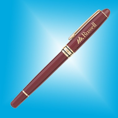 Ebony Roller Ball Point Pen - Burgundy w/Gold 1