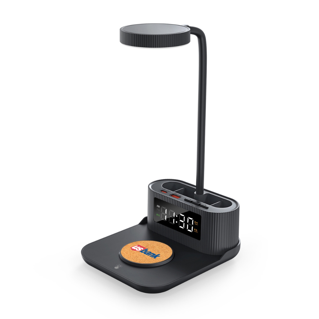 15W Wireless Charger Desk Lamp with Alarm Clock, Pen Holder, and USB/Type-C Output 6