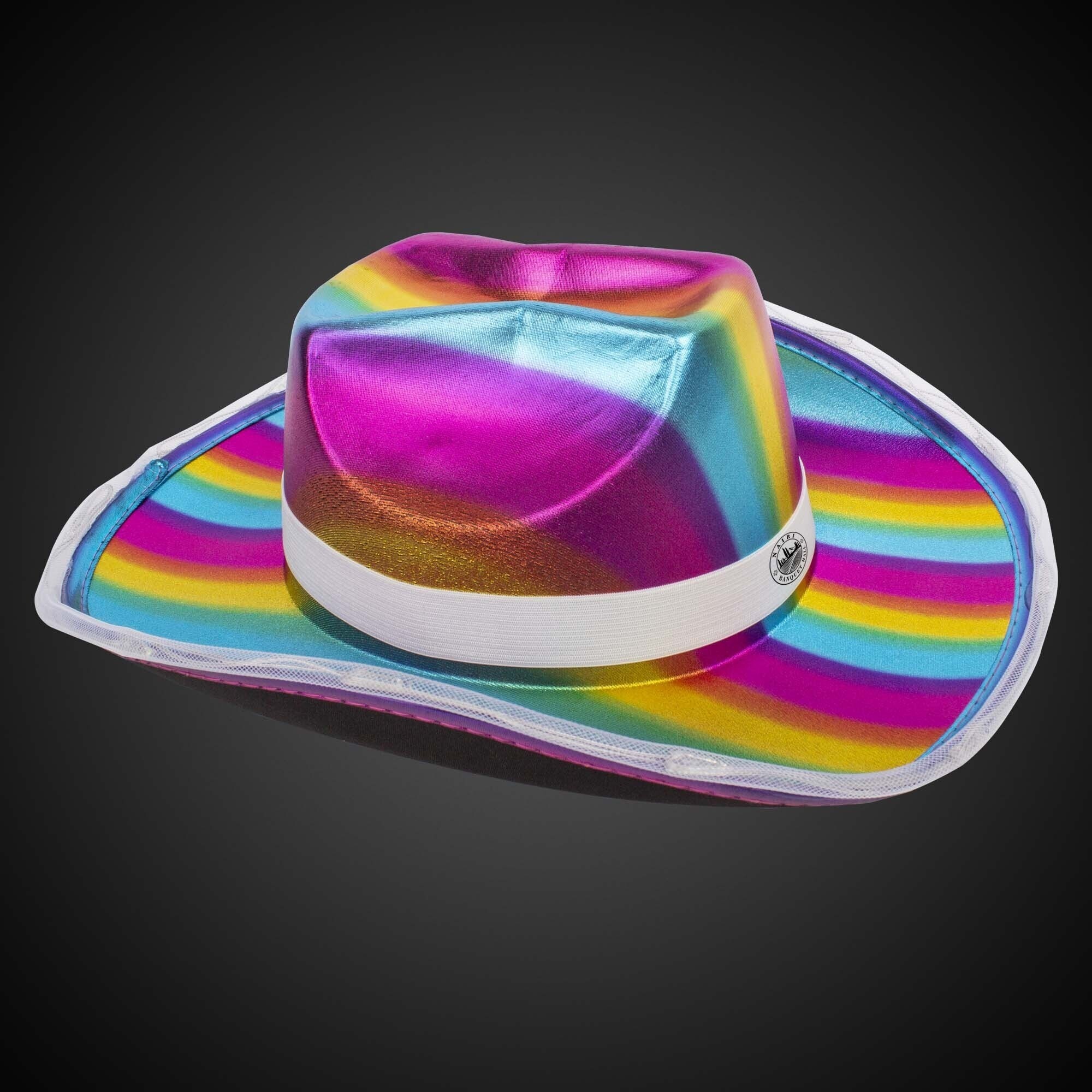 Rainbow Light Up Cowboy Hat With White Band 5