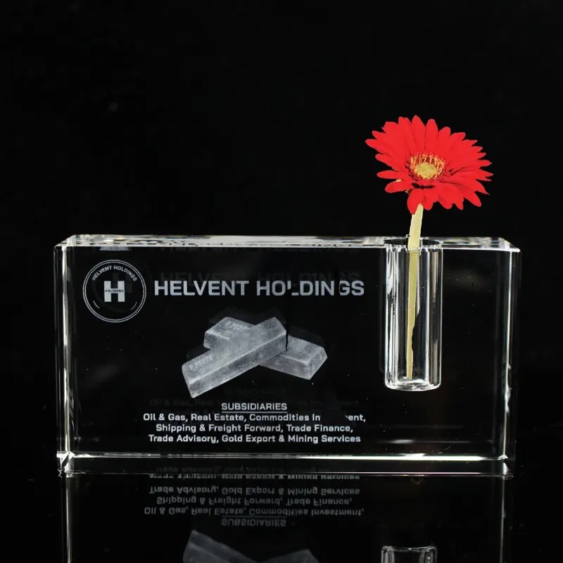 RECTANGULAR CUBE CRYSTAL PEN HOLDER 3