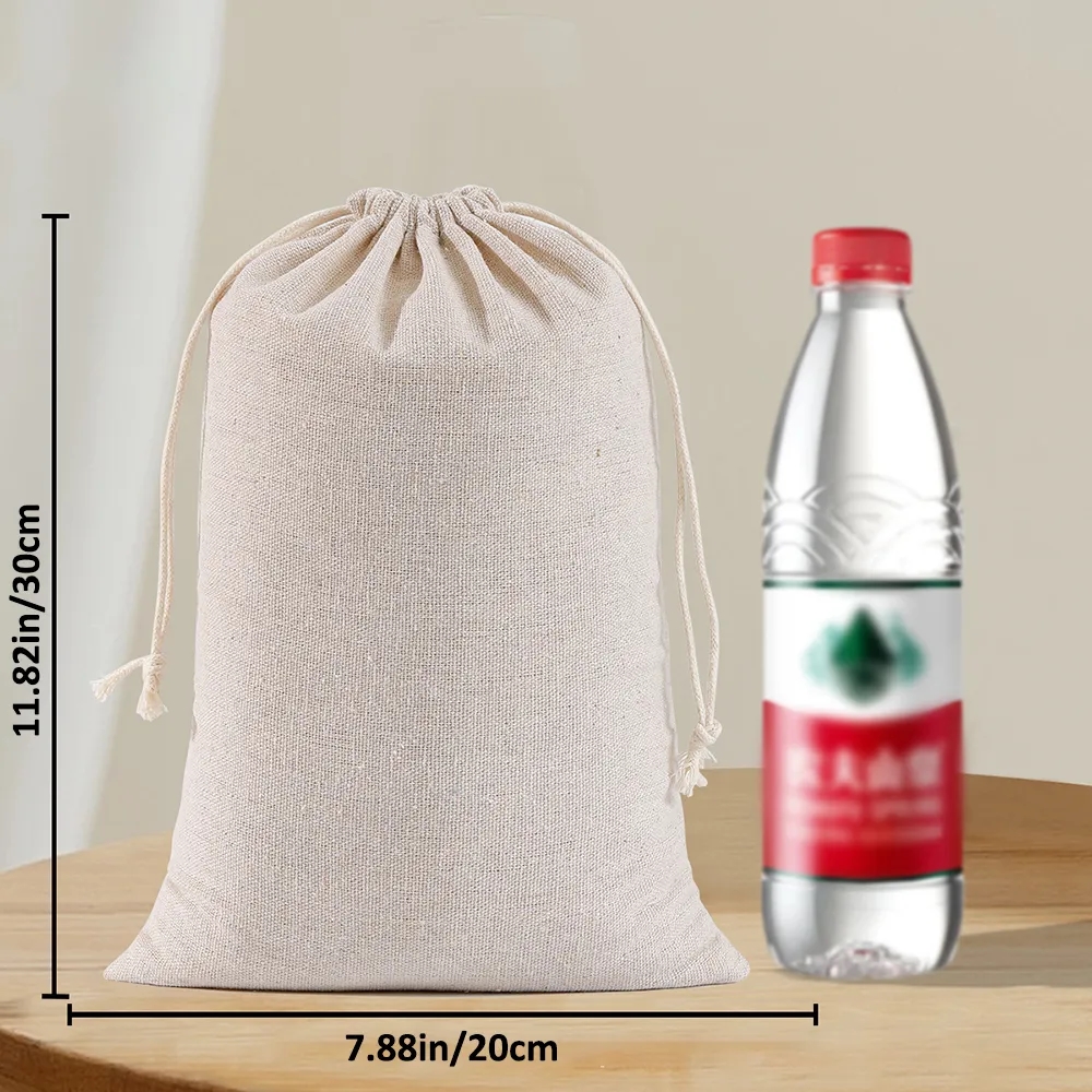 Muslin Cotton Drawstring Bags Reusable Empty Gift Pouch 9