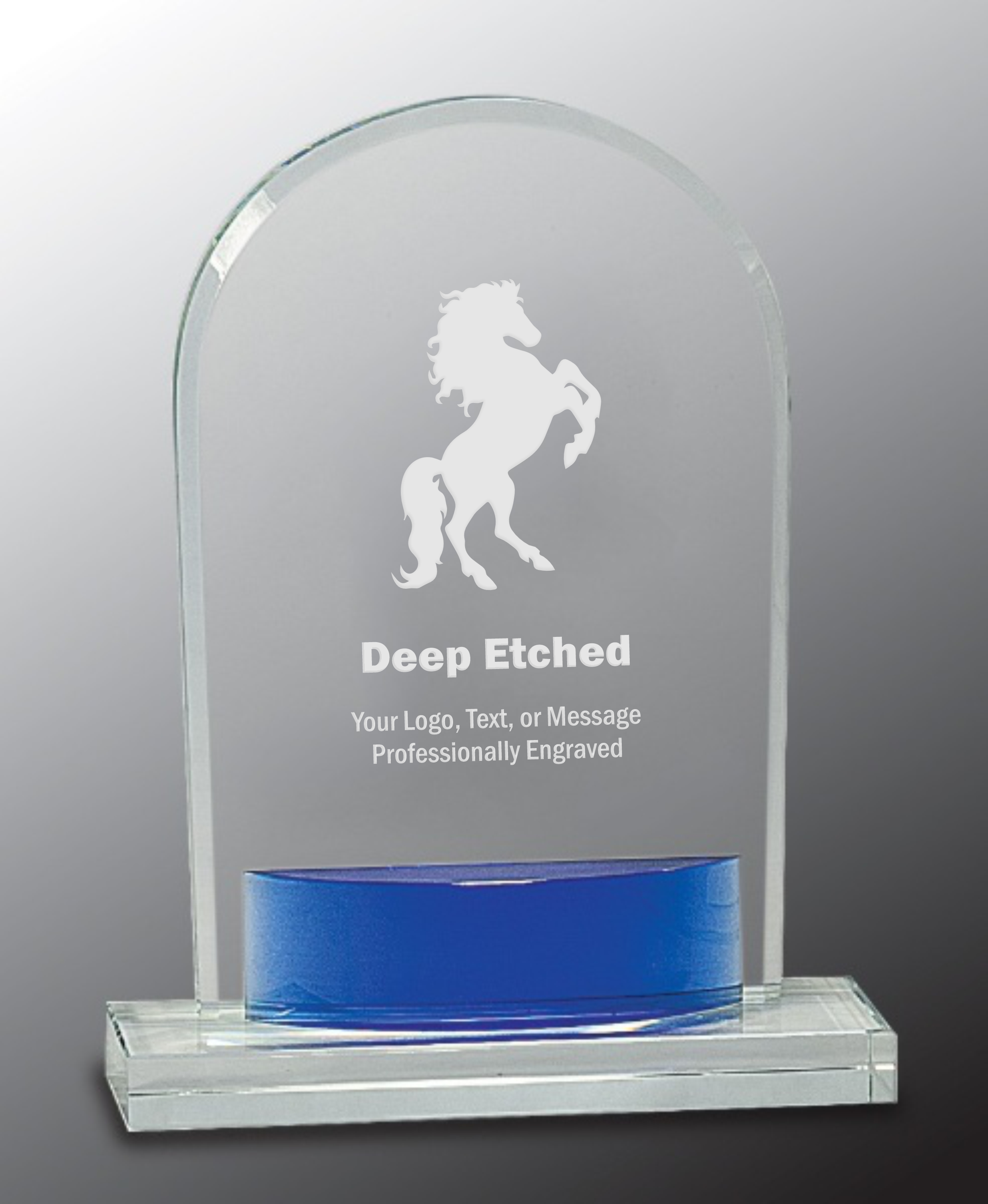 7 3/4" Crystal Arch with Blue Accent Award