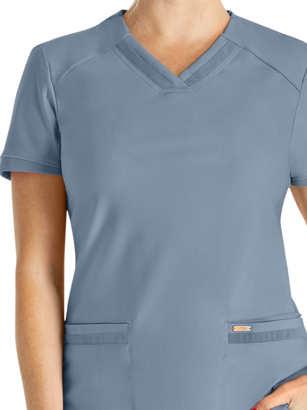 Cherokee - Form - Women's 2-Pocket Curved Hemline V-Neck Top 1