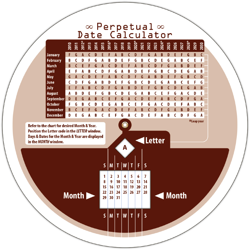 Perpetual Calendar Wheel (6" Diameter & 3" Diameter) 2