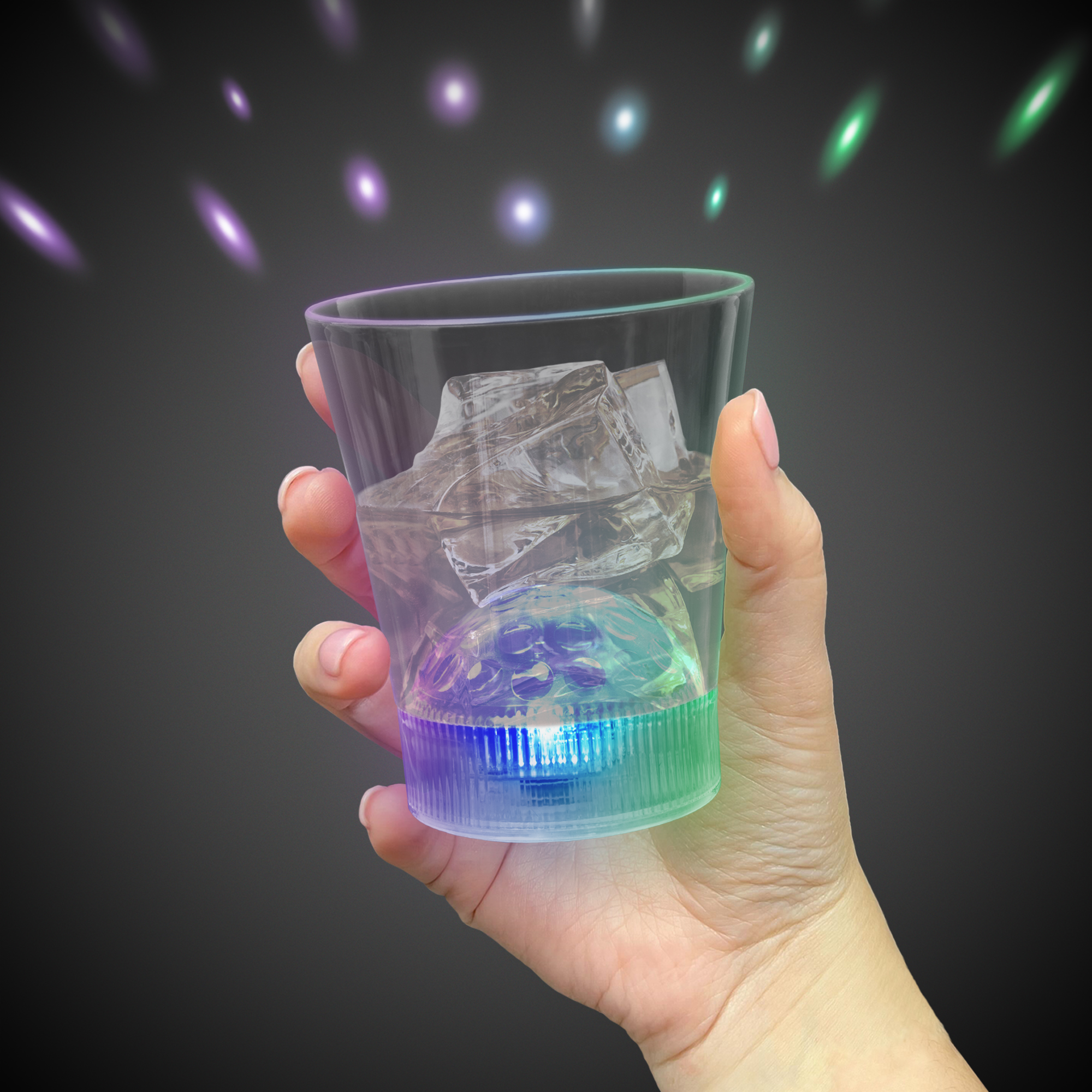 8 oz Light Up LED Disco Ball Rocks Glass 5