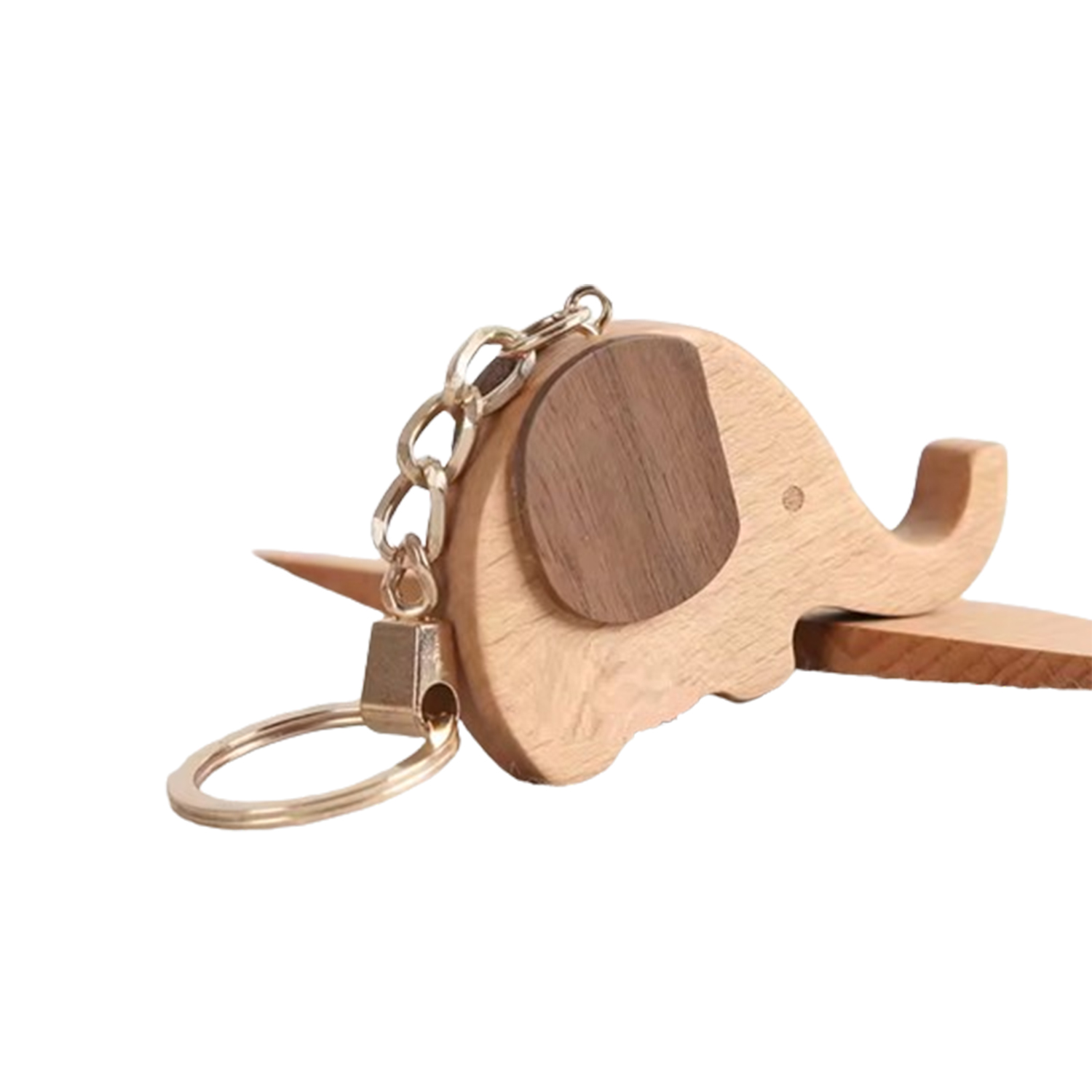Wooden Elephant Shaped Keychain 3