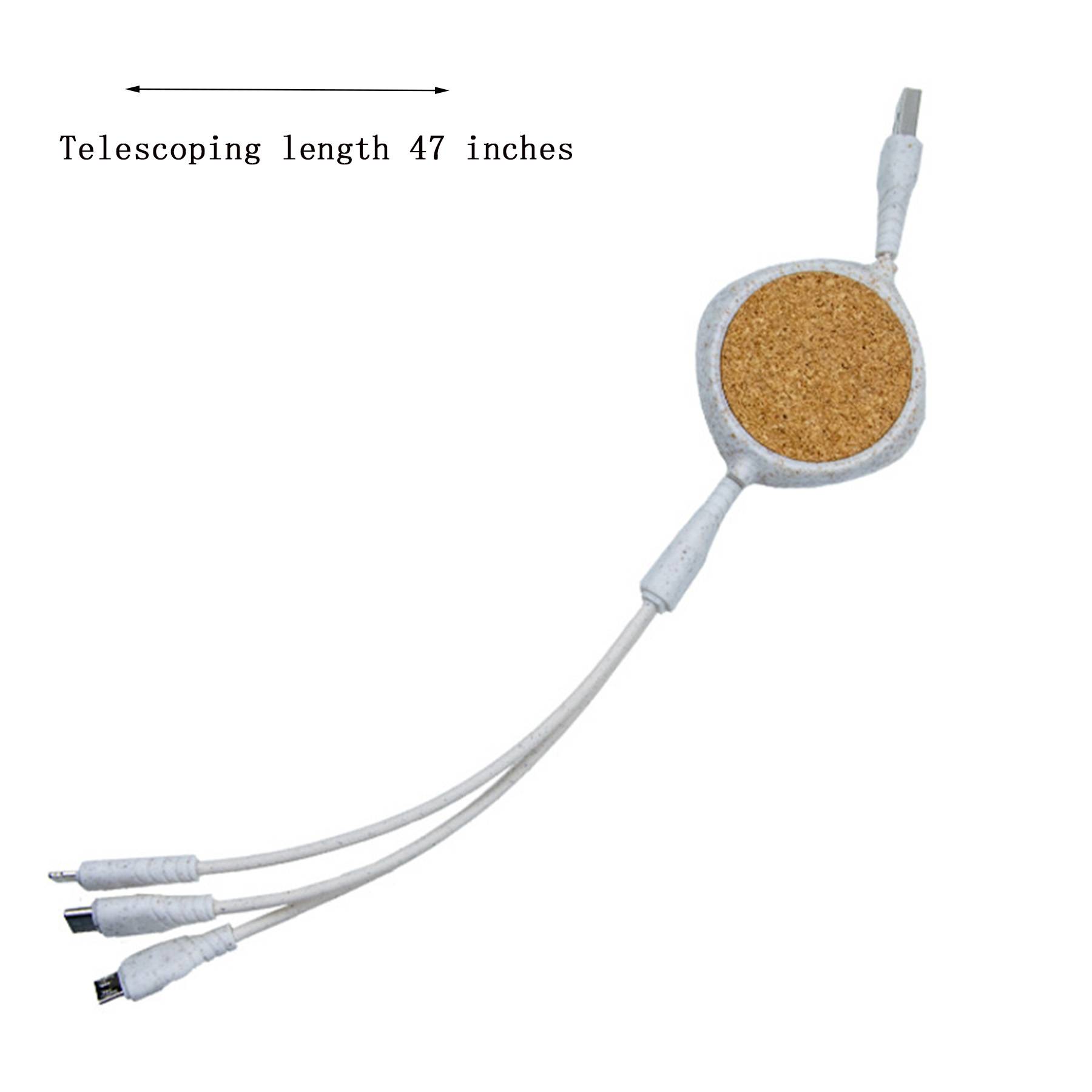 3 in 1 Wheat Straw Telescopic Data Cable 3