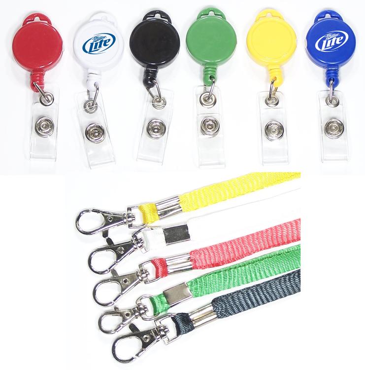 2-in-1 Round retractable badge holder with lanyard