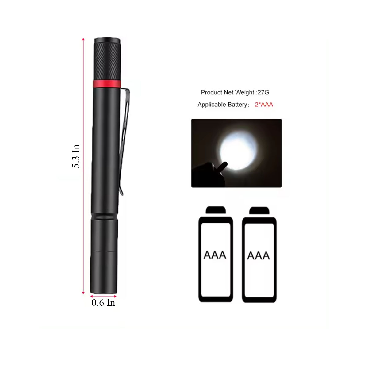 Aluminum Pen Pocket Flashlight 5