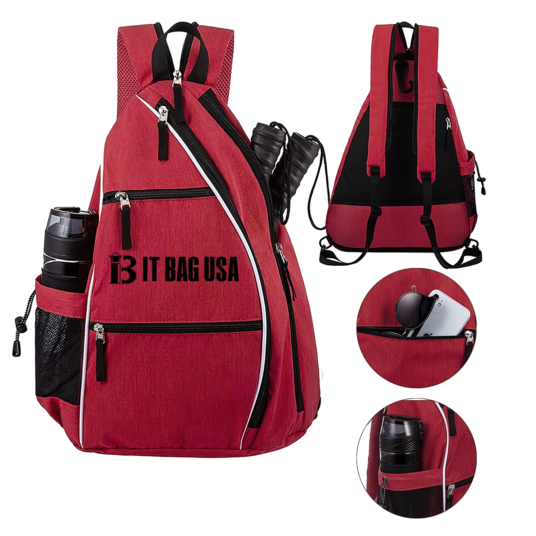 Pickleball Tennis Bag Reversible Crossbody Backpack 3