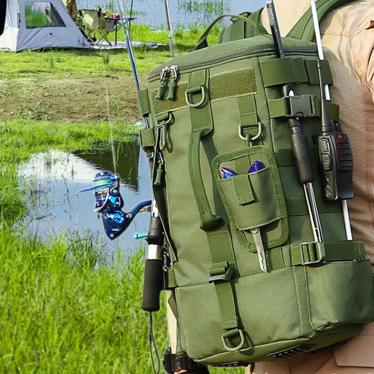 15L Tactical Fishing Gear Backpack with Rod Holders 6