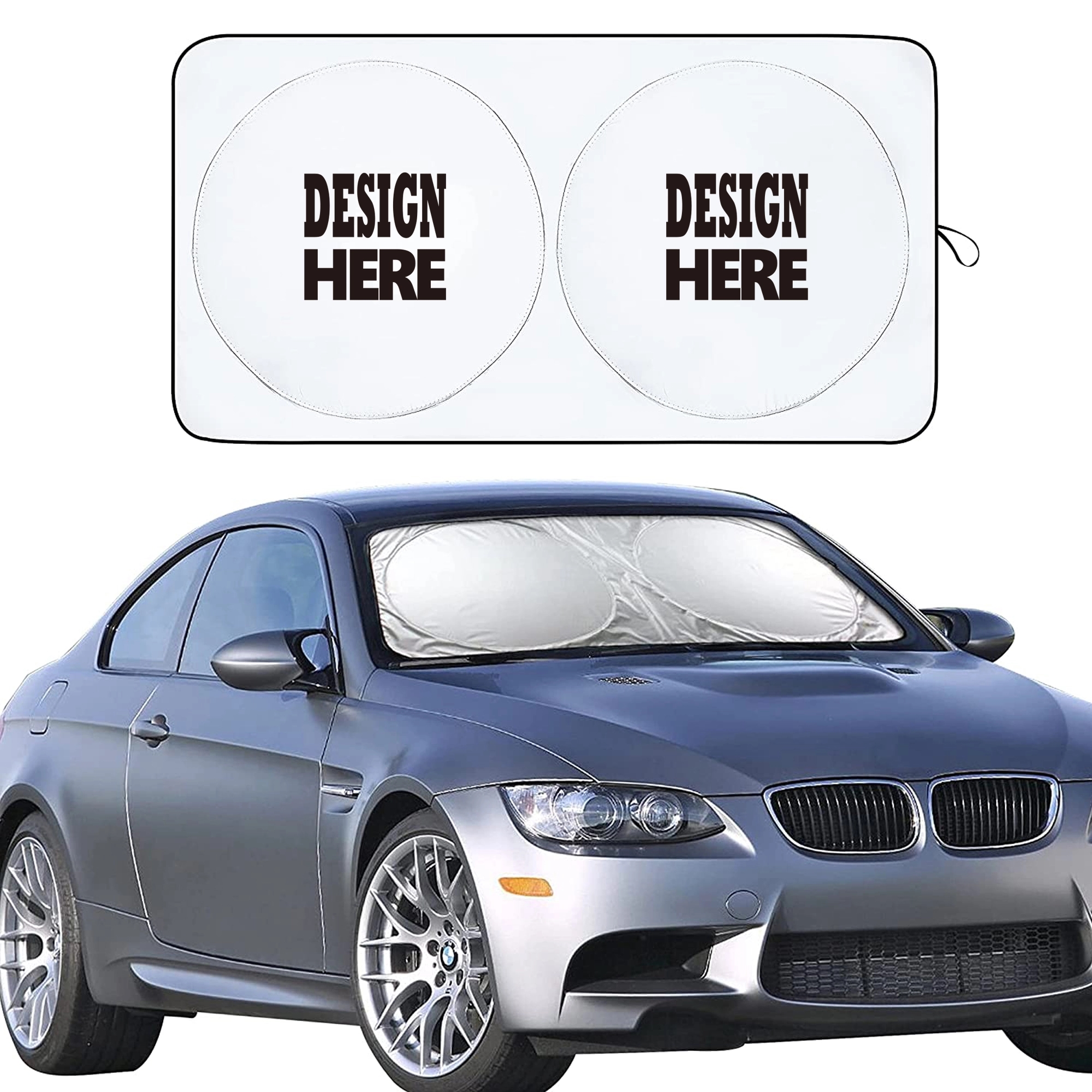 Foldable Double Circle Car Sunshade With Small Pocket 1