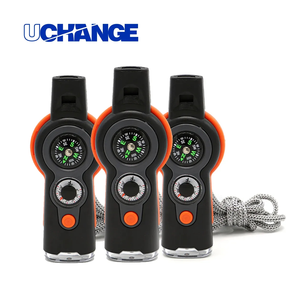 7-in-1 Survival Whistle With LED, Compass, Thermometer 4