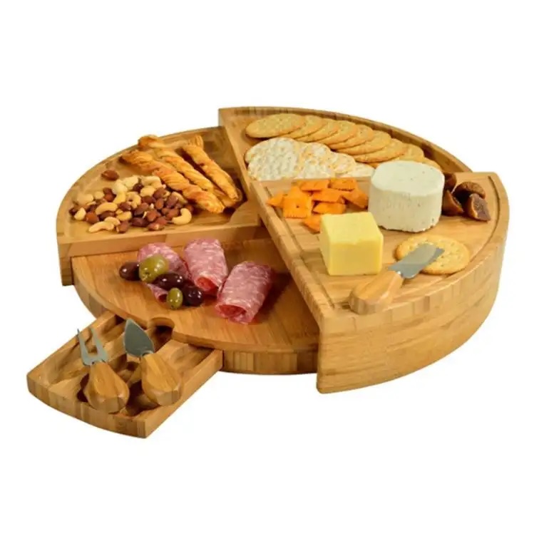 Compact Bamboo Cheese Board Set with Knife 1