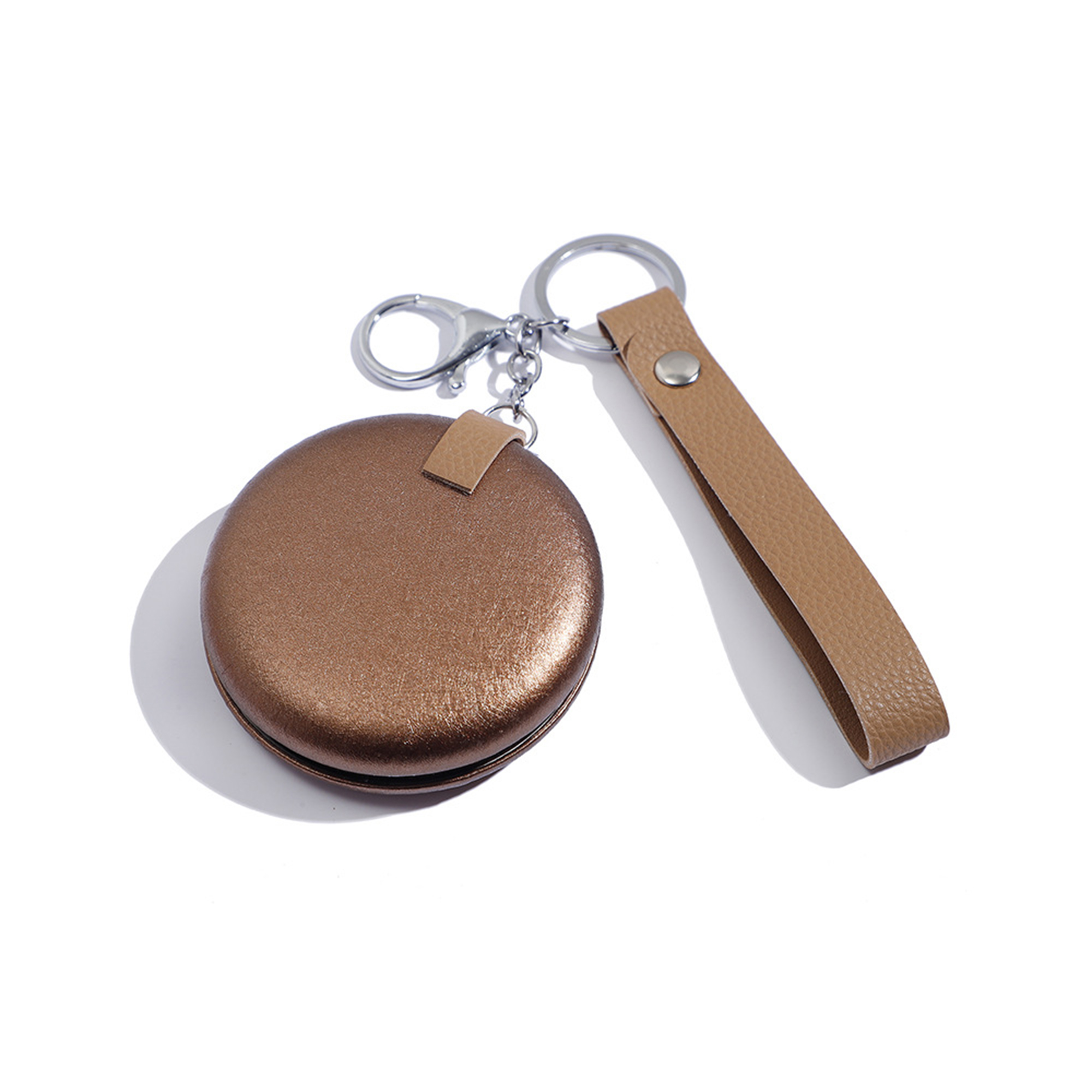 Round Folding Makeup Mirror With PU Lanyard 6