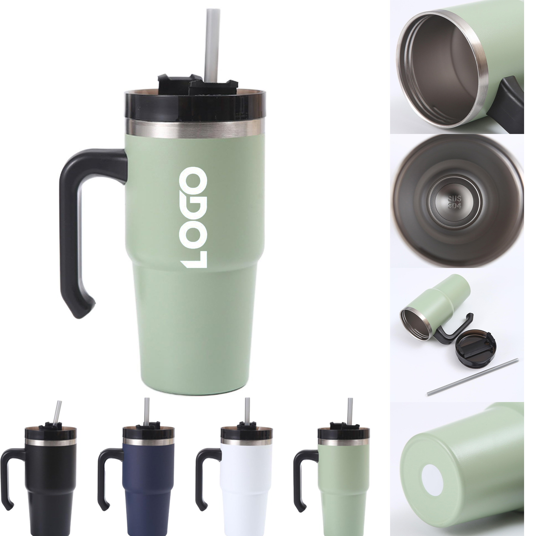20oz Insulated Cup with Handle Straw 2