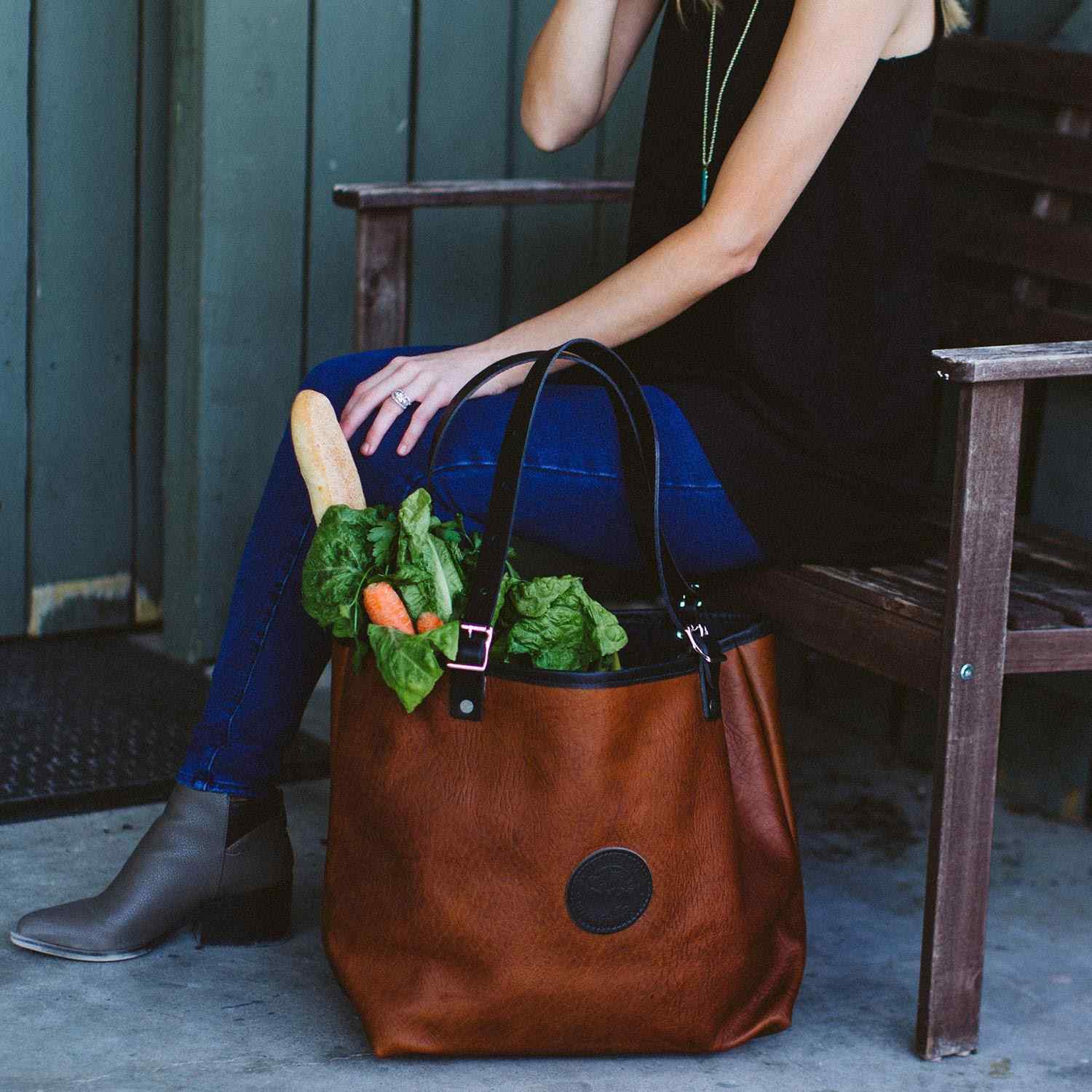 Duluth Pack™ Bison Leather Market Tote 13