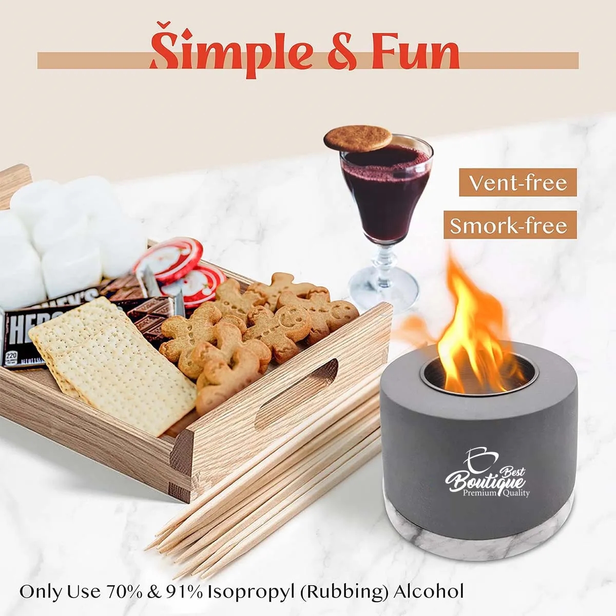 Concrete Tabletop Mini Portable Smokefree Fire Pit Bowl 4