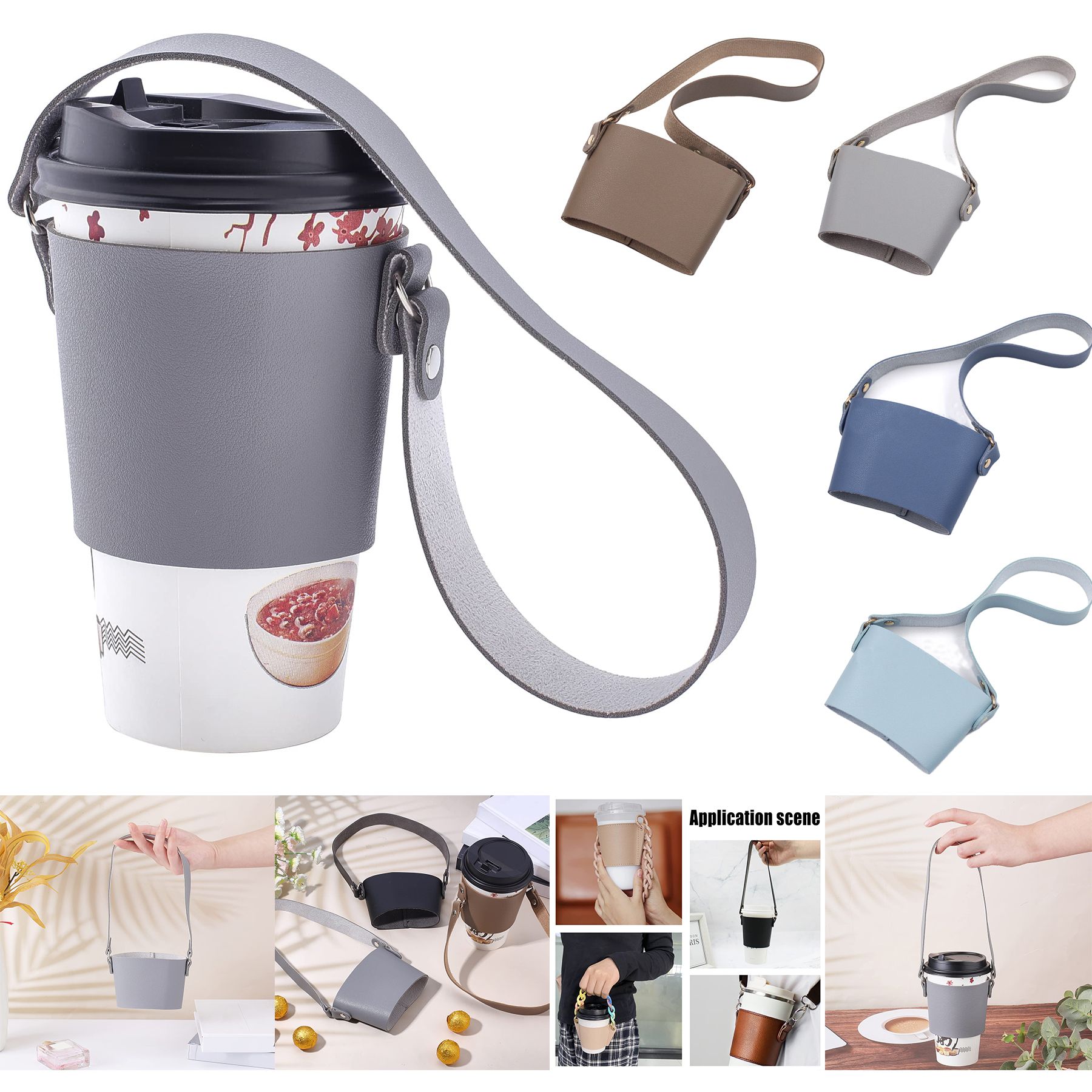 Leather Coffee Cup Holder with Handle 2