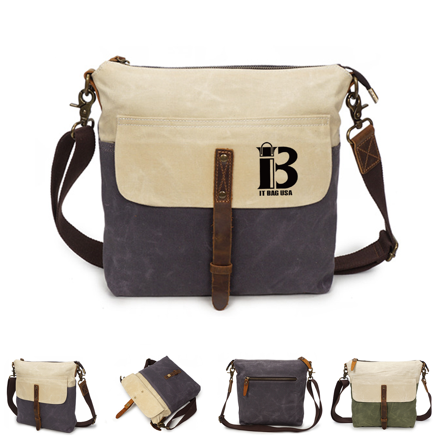 Vintage Canvas Leather Lightweight Crossbody Bag 2