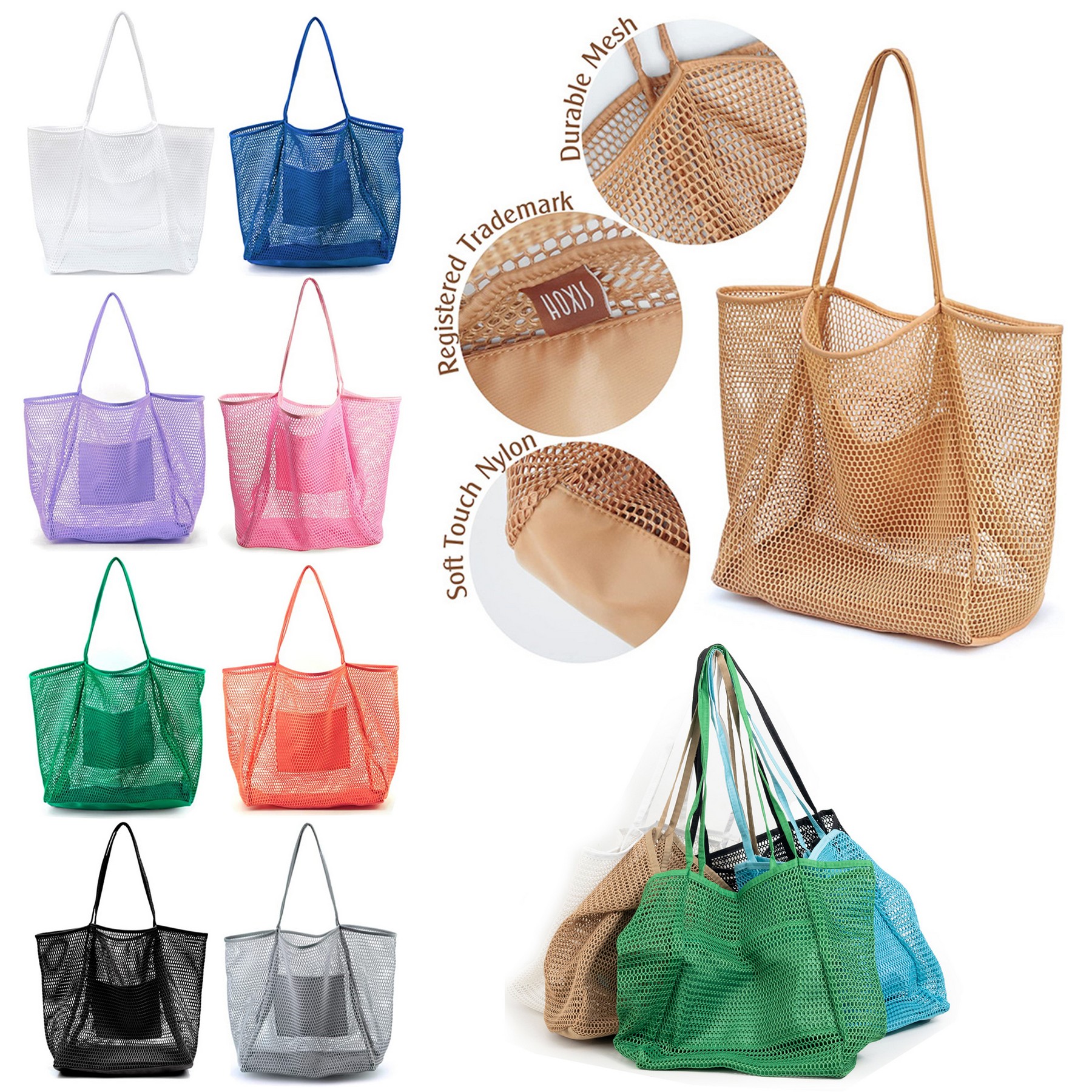 Mesh Beach Tote Shoulder Handbag