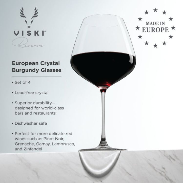 Viski® Reserve Inez Crystal Burgundy Glass, set of 4 2