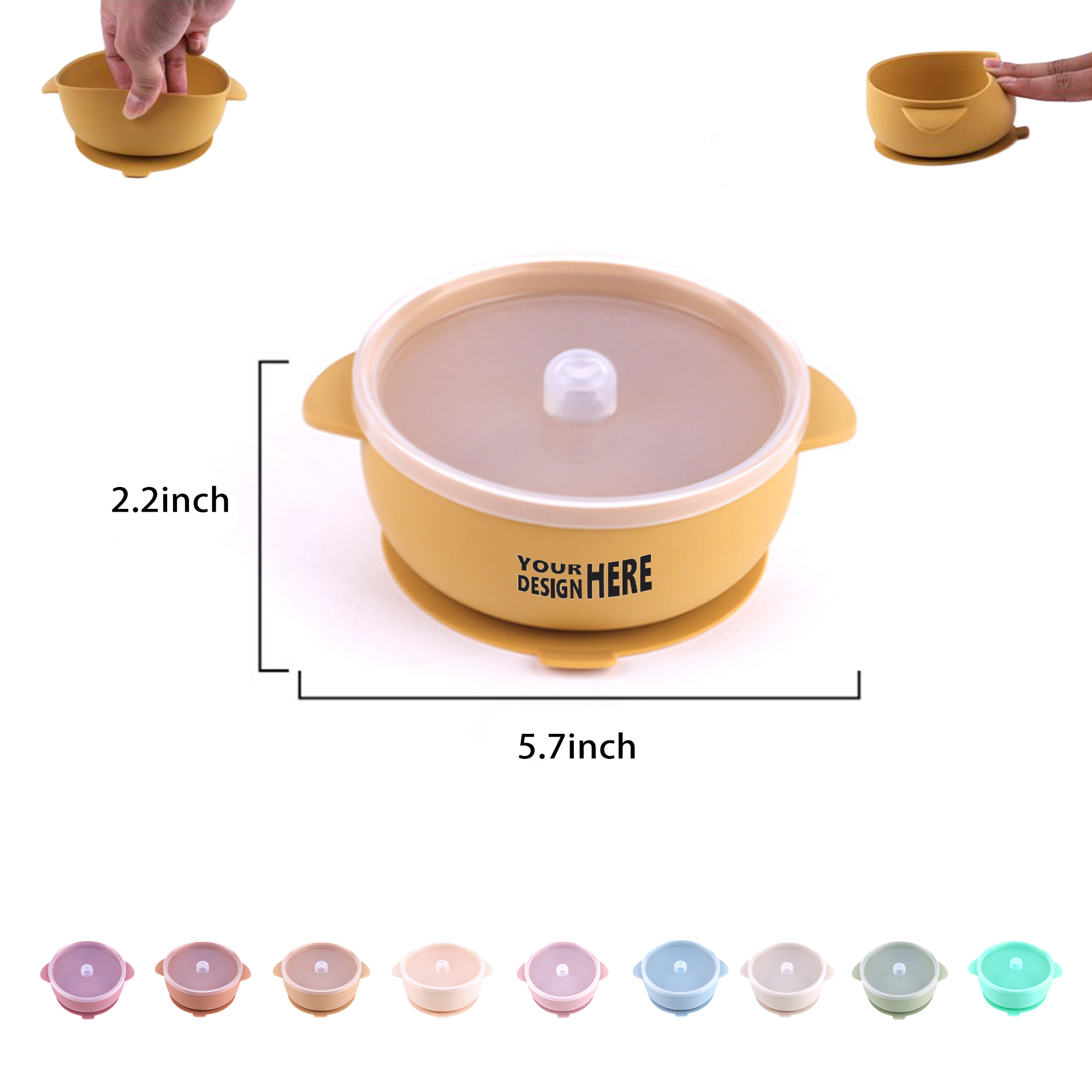 Silicone Toddler Suction Bowls with Lid 2
