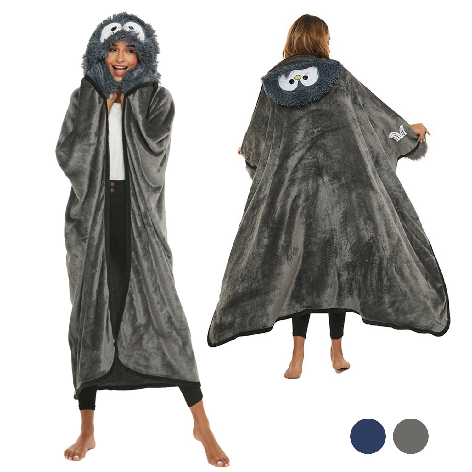 Poncho Wrap Hooded Wearable Blanket With Sherpa 3