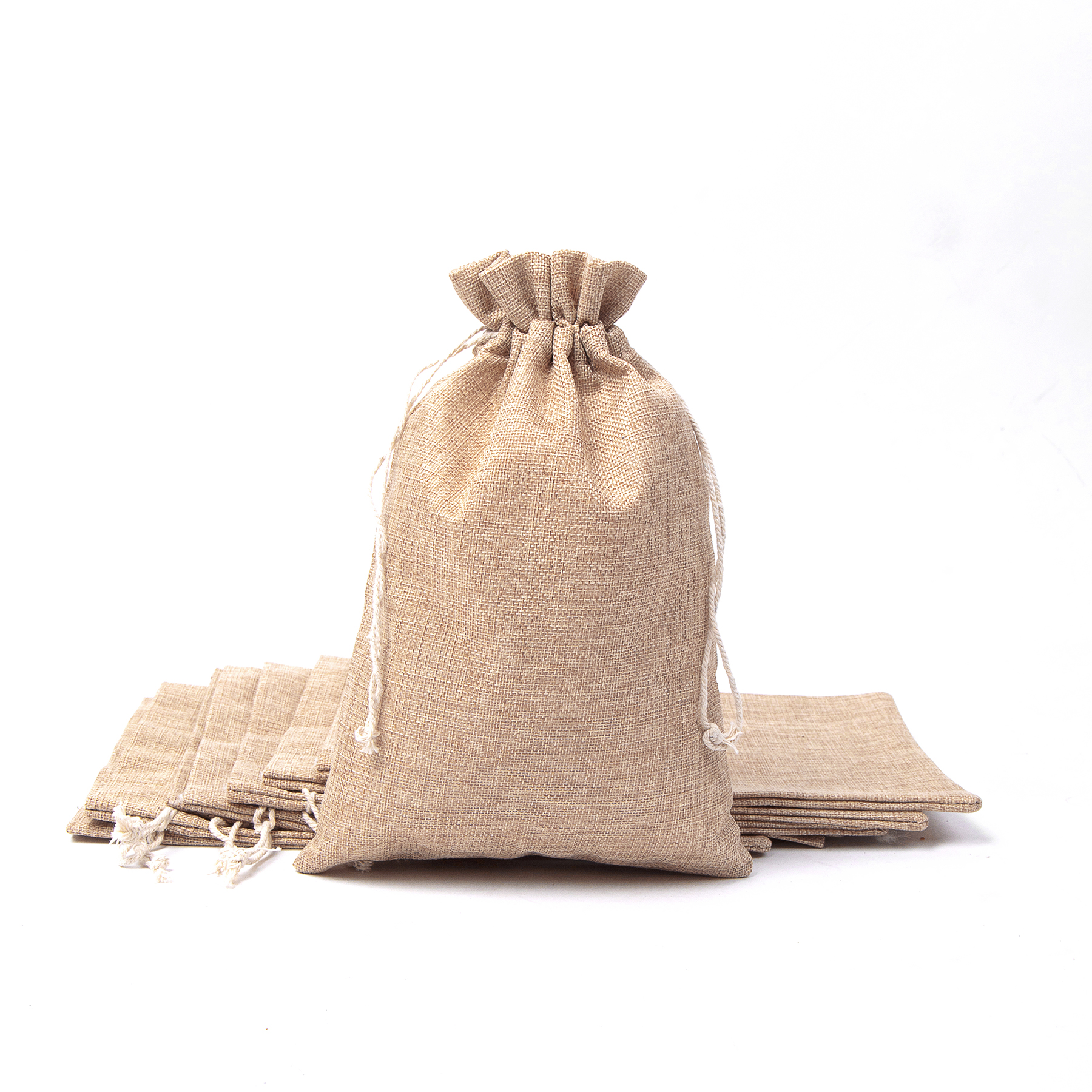 11 7/8" X 7 7/8" Burlap Drawstring Bag 1