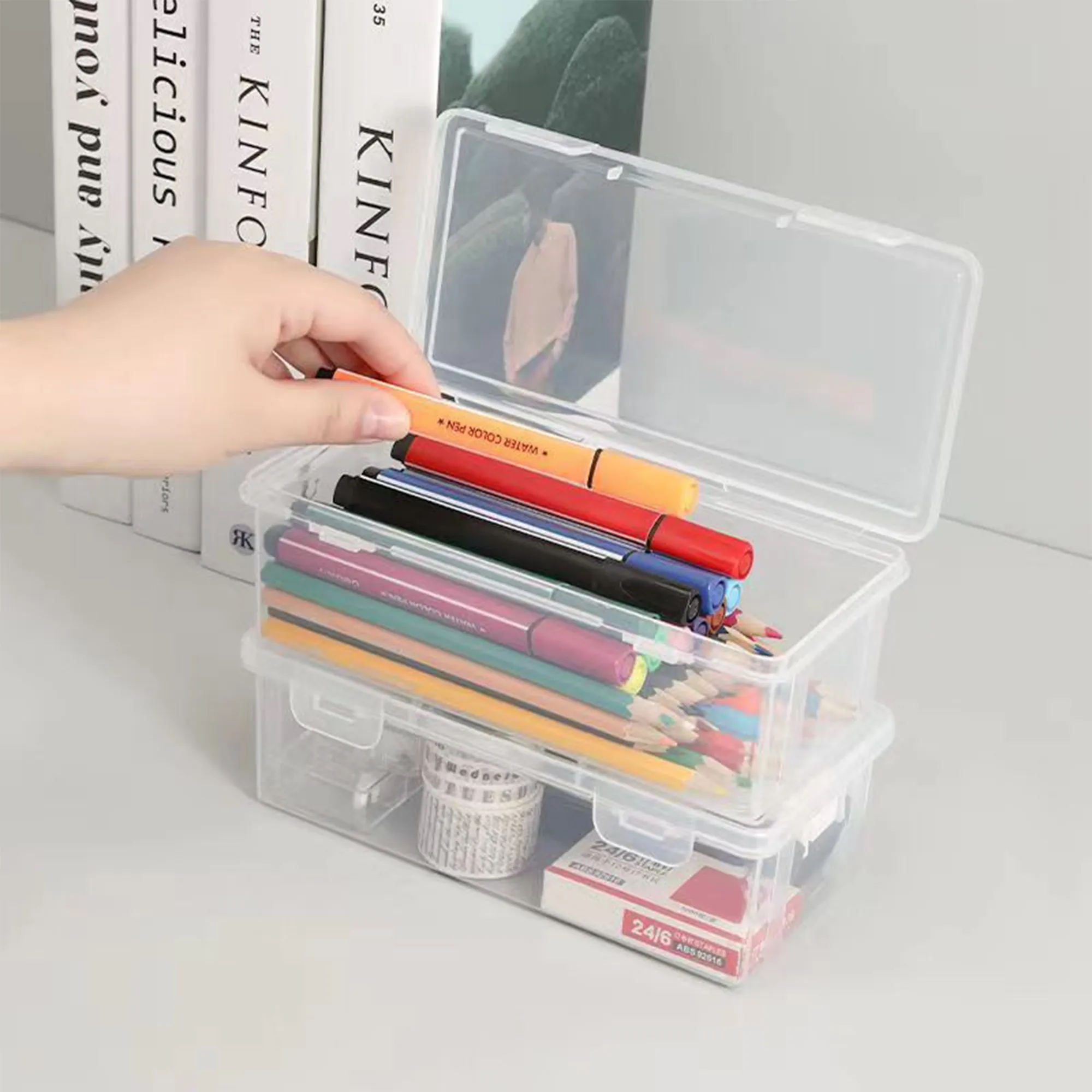 Clear Large-Capacity Stationery Storage Box 8