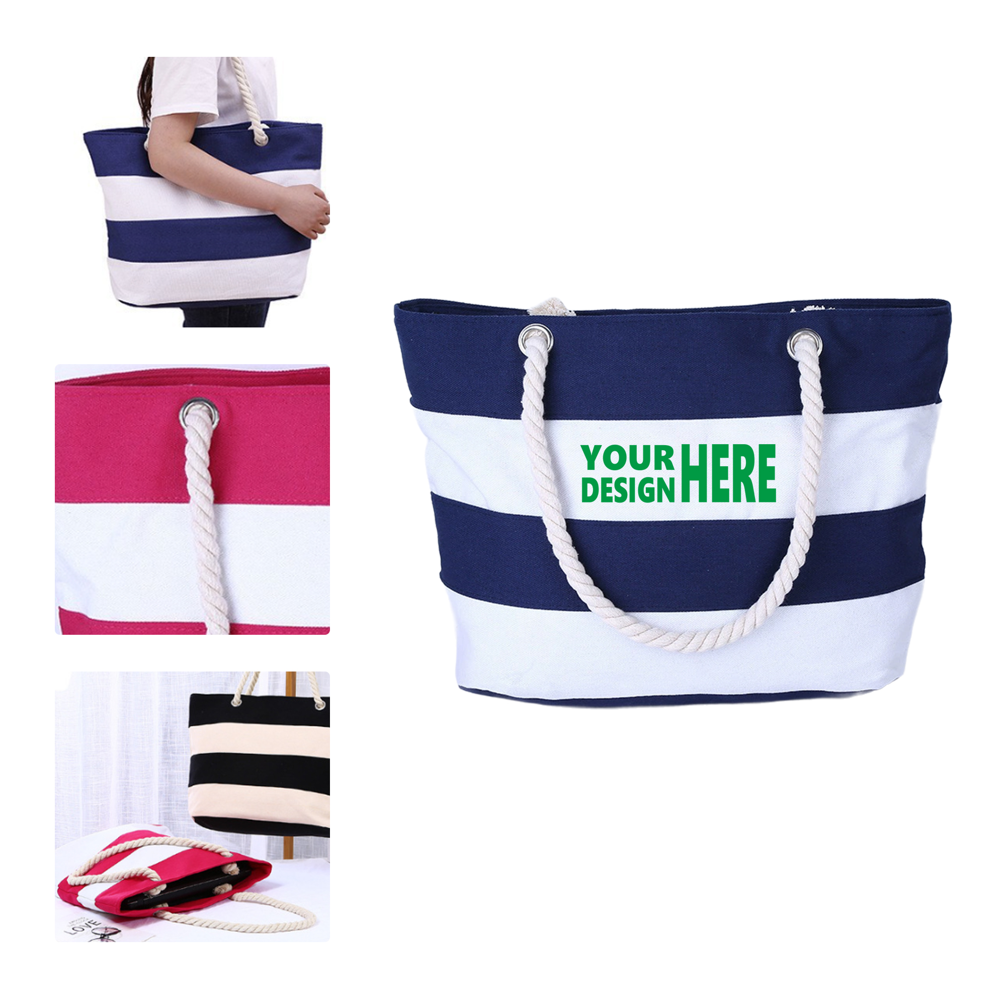 MOQ 50 Stylish Canvas Tote with Jute Rope Shoulder Strap Custom Logo 1