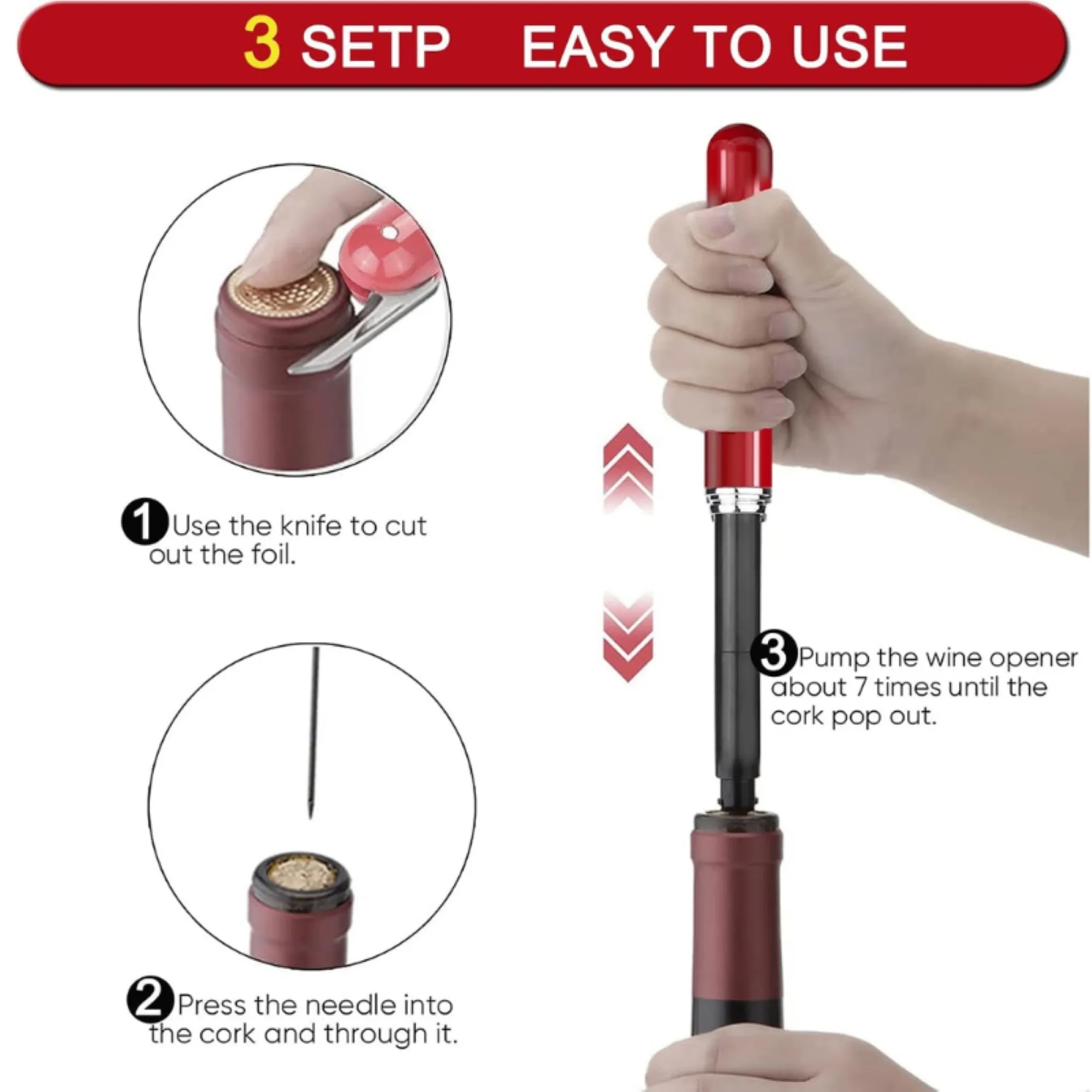 Pen Shaped Pneumatic Wine Opener With Foil Knife 2