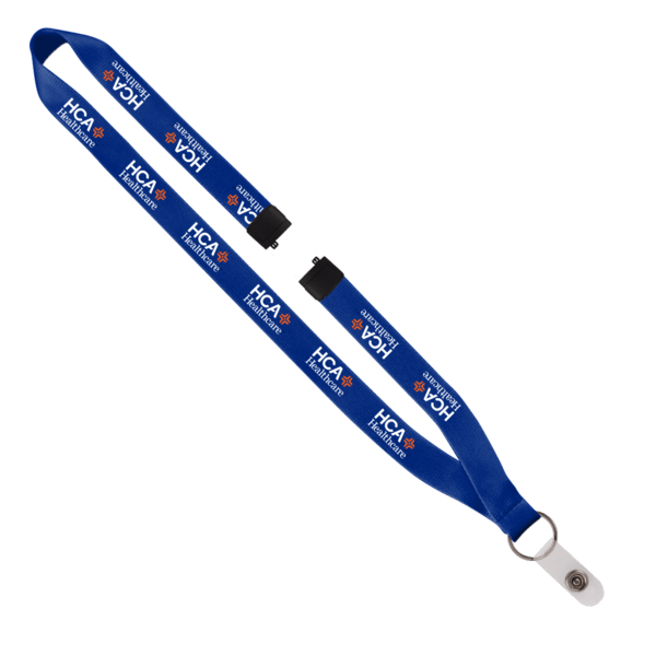 3/4" Polyester Lanyard with Sewn Silver Metal Split-Ring 188