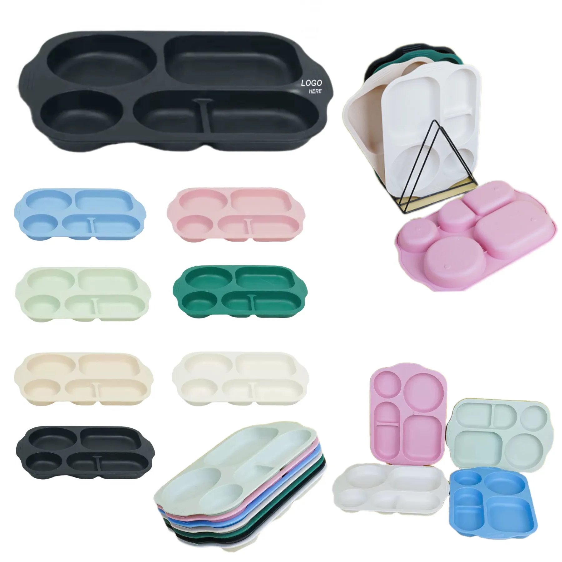 Reusable Wheat Straw Plate With 5 Compartments 2
