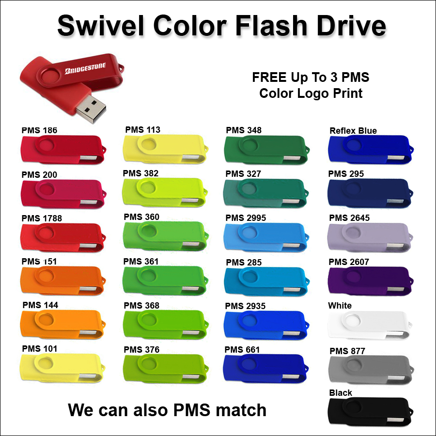 Swivel Color Flash Drive / USB - 16 GB Memory 2
