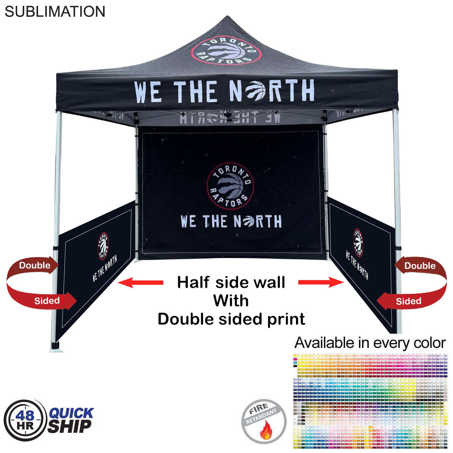 48 Hr Quick Ship - Half Side Wall for 10x10 Tent Kit, Sublimated, Double Sided Print 5