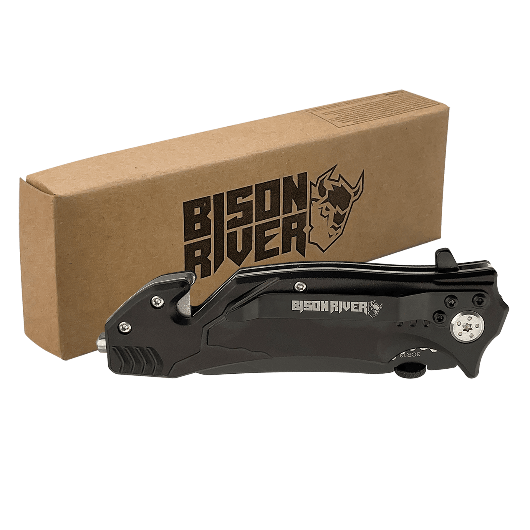 Bison River 4.5" Black Rescue Knife 3