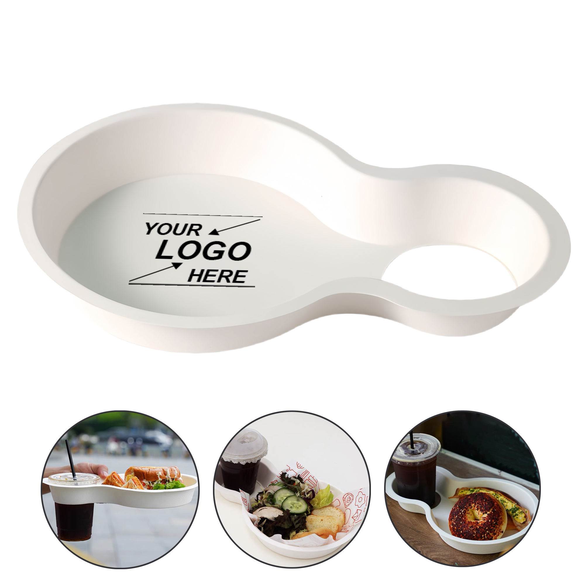 Biodegradable Creative Hot Dog Serving Tray with 2 Compartments 2