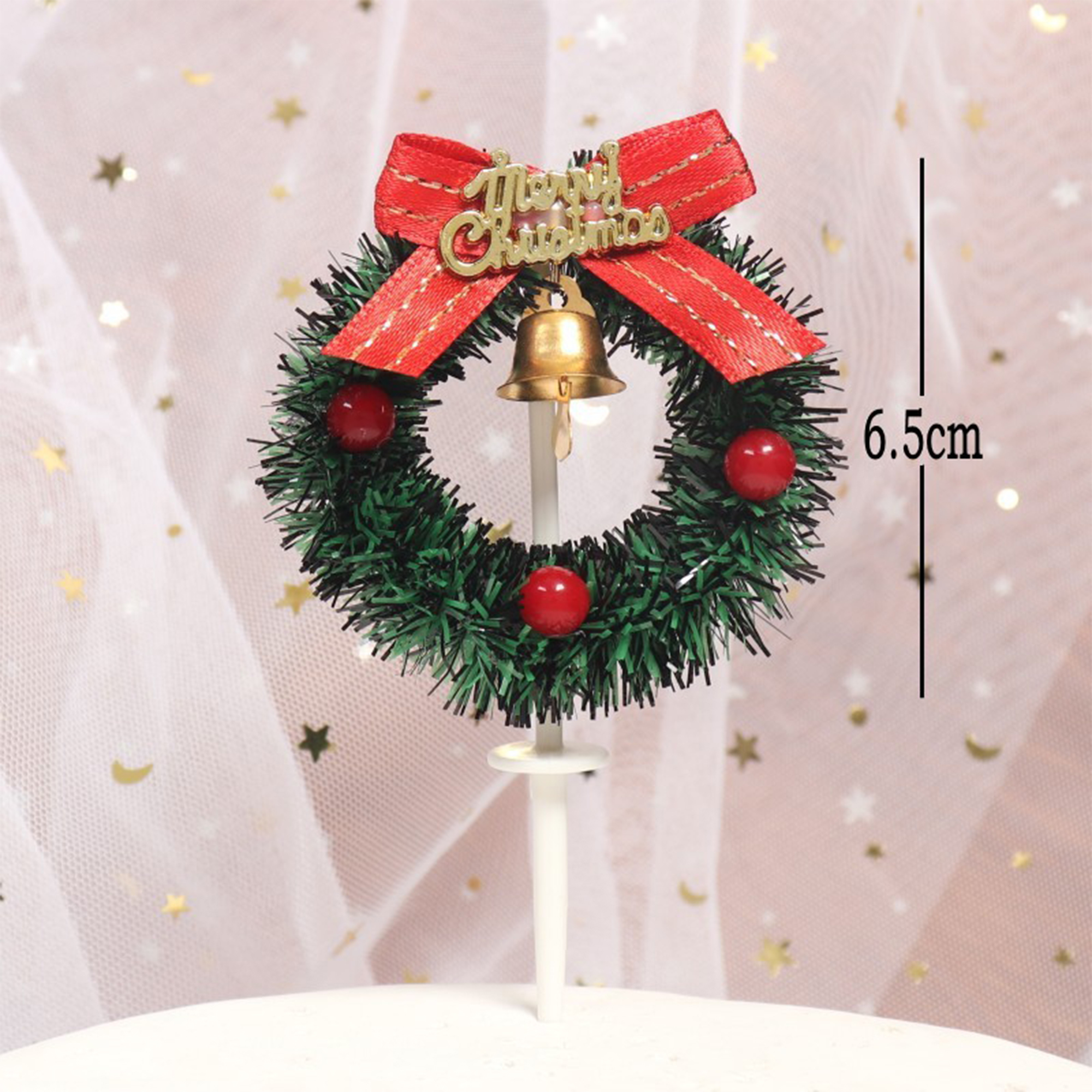 Christmas Wreath Cake Toppers with Bells 5