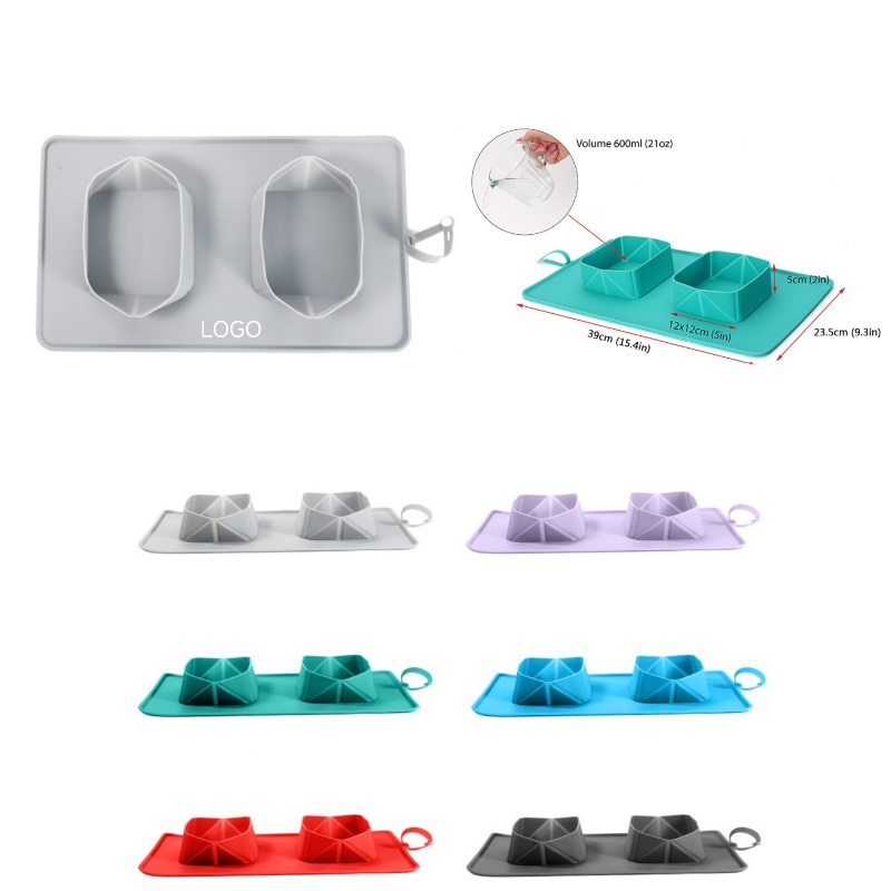 Silicone Folding Pet Dual Bowls 6