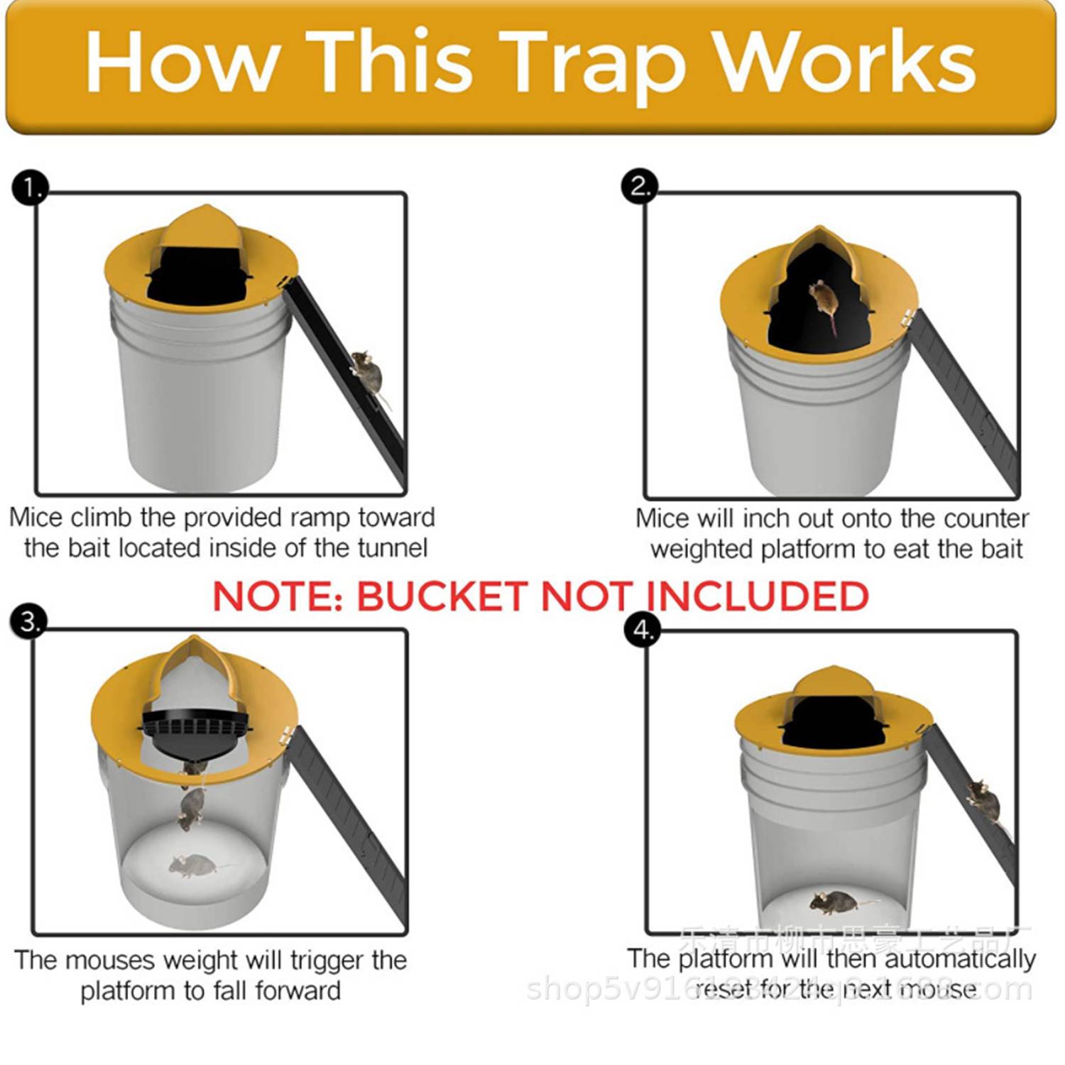 Flip and Slide Bucket Lid Mouse Trap 4